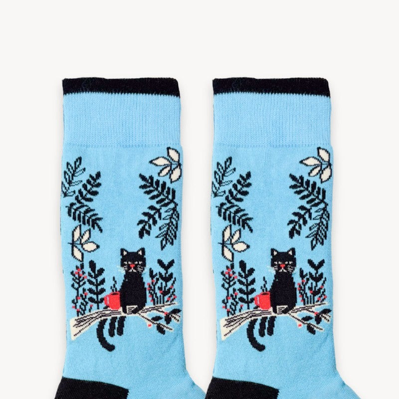Coffee Cats Pima Cotton Socks - Small