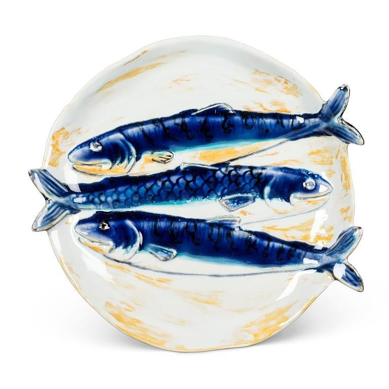 Round Triple Fish Plate, 7"D