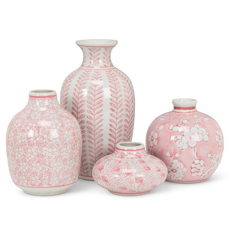 Small Pink Floral Bud Vase, 2.5"H