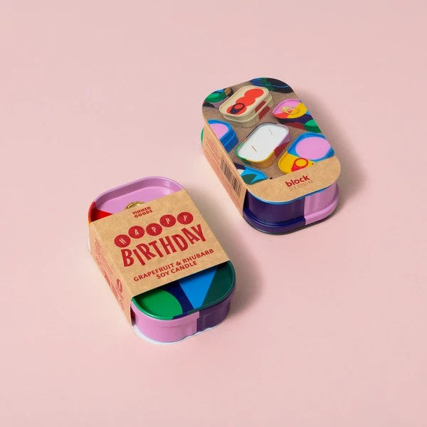 Grapefruit and Rhubarb |Happy Birthday Tinned Soy Candle