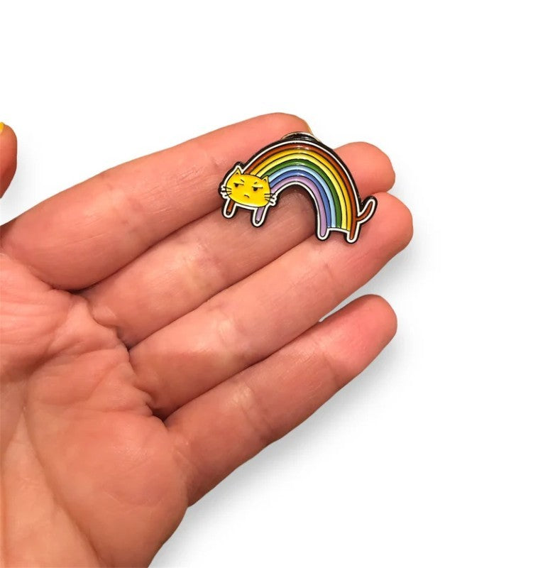 Rainbow Resentment Cat Enamel Pin