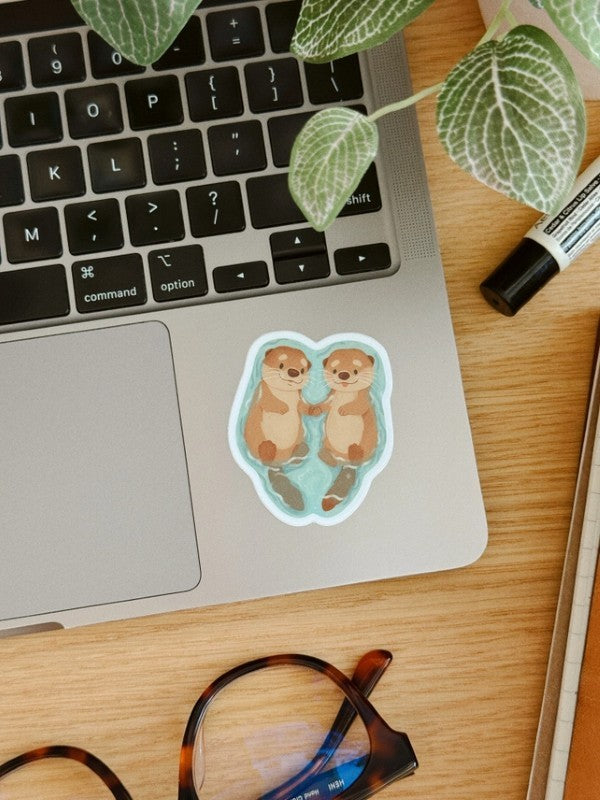 Two Little Otters Sticker.