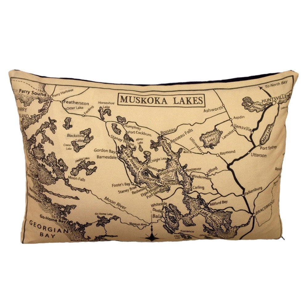 Muskoka Lakes Map Pillow