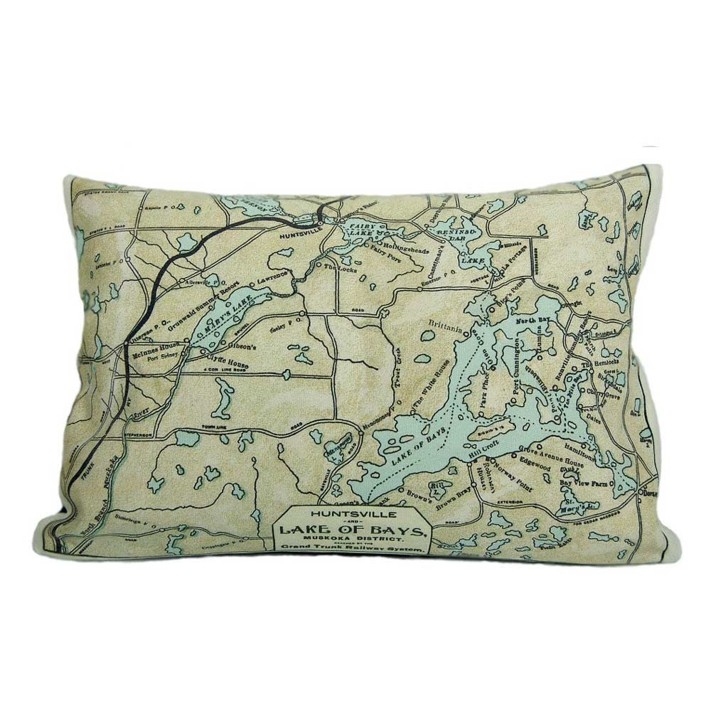 Lake of Bays Map Pillow