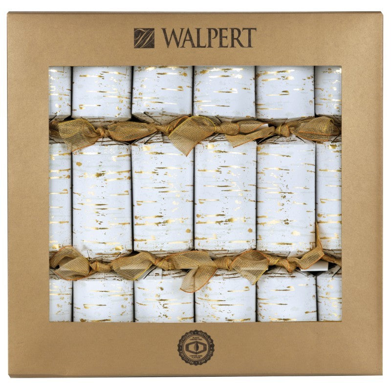 Walpert Gold Birch Christmas Crackers, Set of 6