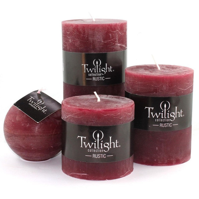 Rustic Burgundy Pillar Candle