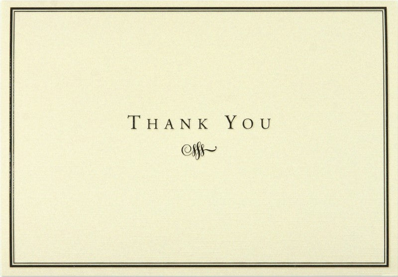 Black & Cream Thank You Cards, Box of 14