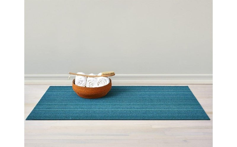 Chilewich Indoor/Outdoor Skinny Stripe Shag Mat, Turquoise