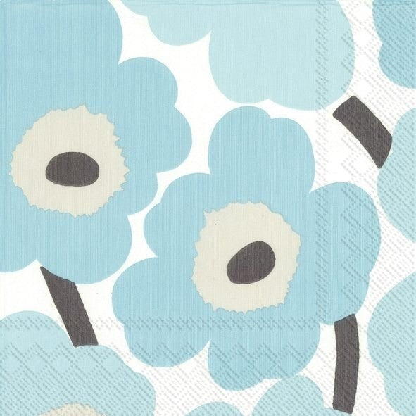 Unikko Turquoise Marimekko - Luncheon Paper Napkins - Pack/20