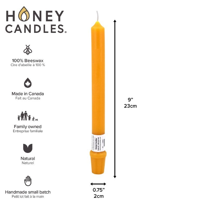Beeswax Honey 9&quot; Taper Candle