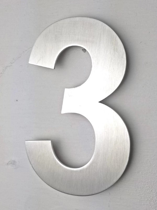 Stainless Steel Arial House Number 3