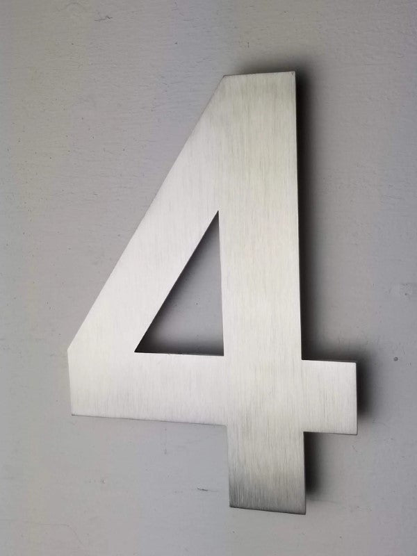 Stainless Steel Arial House Number 4