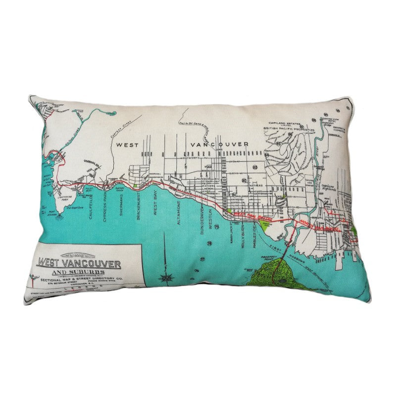 West Vancouver Vintage Map Pillow