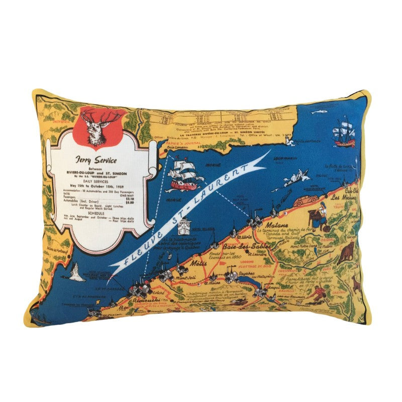 Metis Gaspesie Vintage Map Pillow