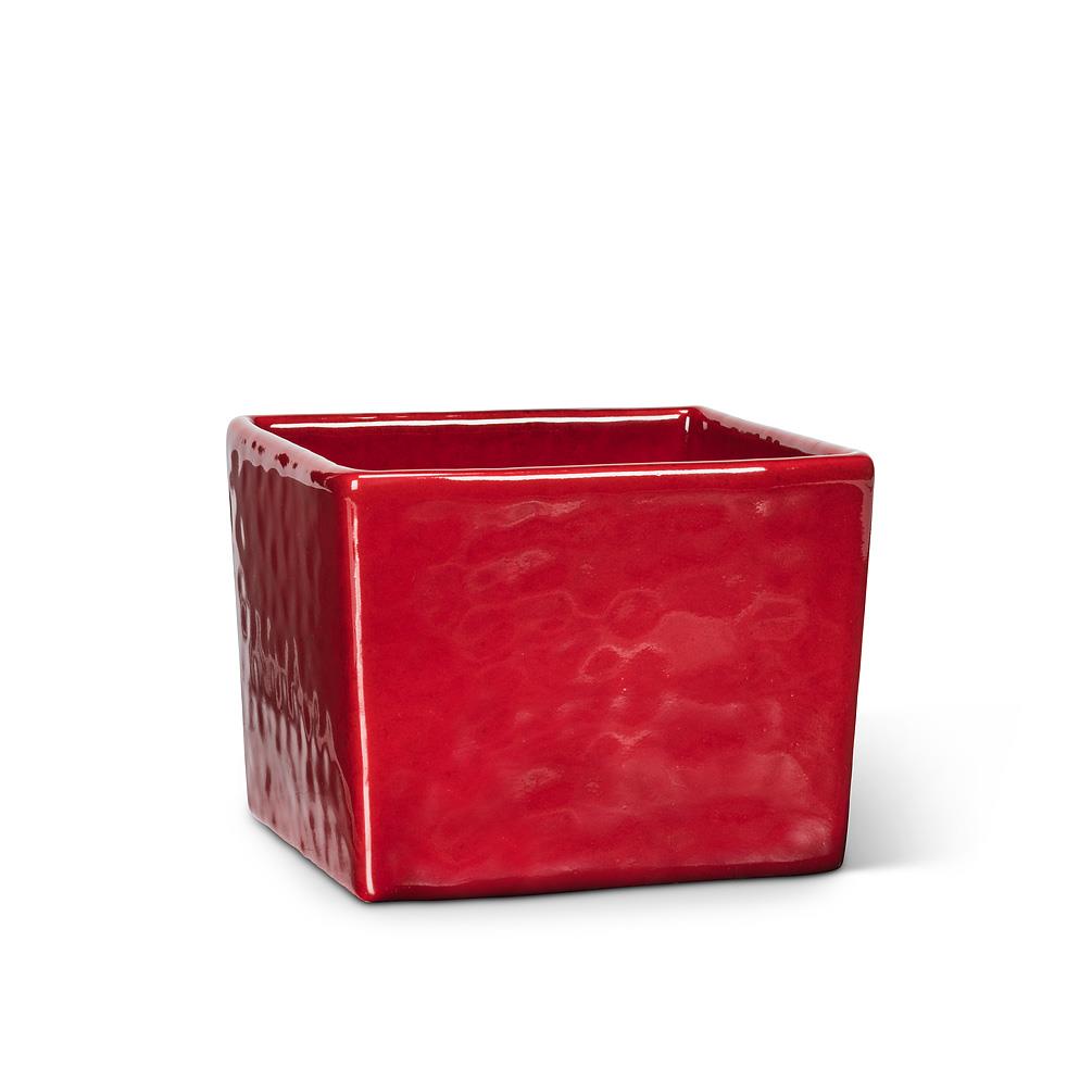 Square Red Planter, 5"Sq