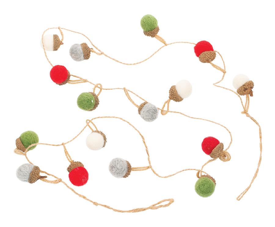 Multi Coloured Felt Acorn Garland, 60"L