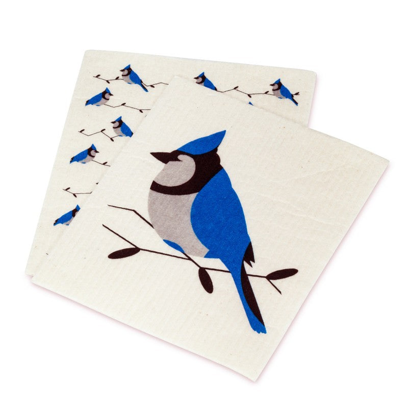 Blue Jay Swedish Dishcloth, Set of 2