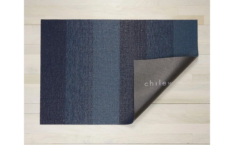 Chilewich Indoor/Outdoor Marbled Stripe Shag Mat, Bay Blue