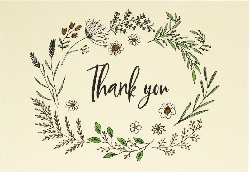Native Botanicals Thank You Cards, Box of 14