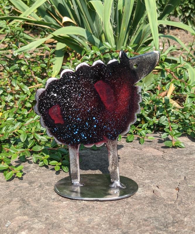 Speckled Black Sheep Garden Statue, 6"H