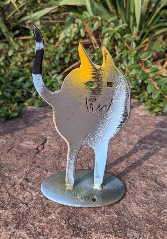 Grey Fat Cat Garden Statue, 6"H