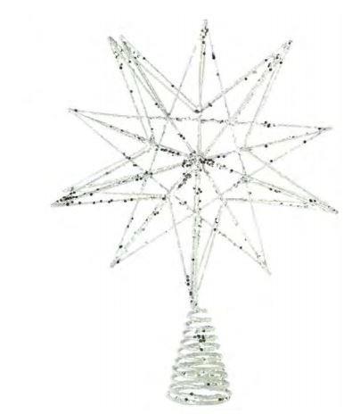 3D Silver Glittered Tree Topper