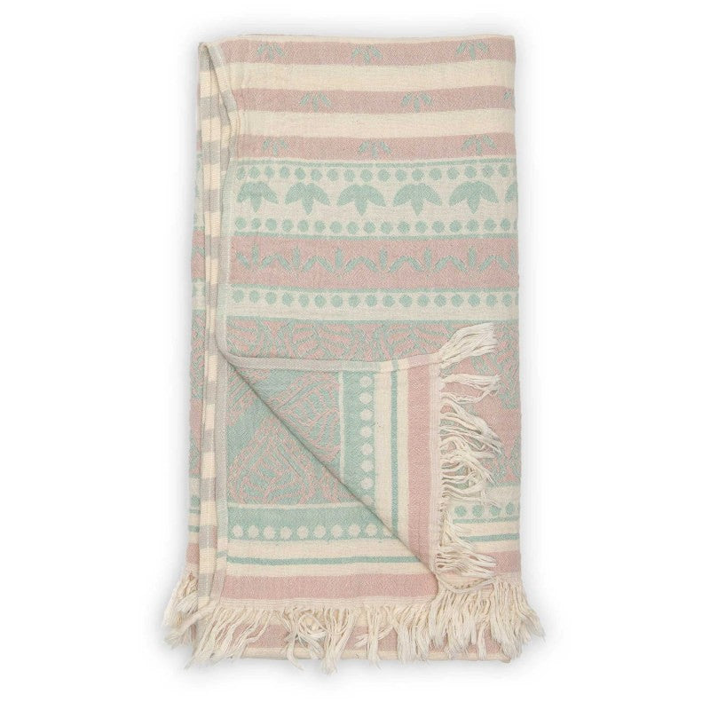 Pokoloko Zora Turkish Towel, Pink/Sage