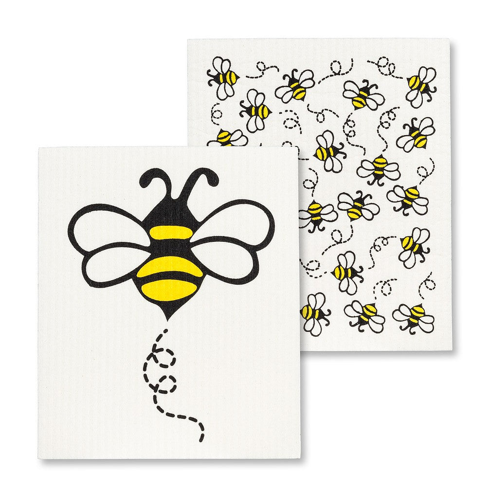 Allover Bees Swedish Dishcloth, Set of 2