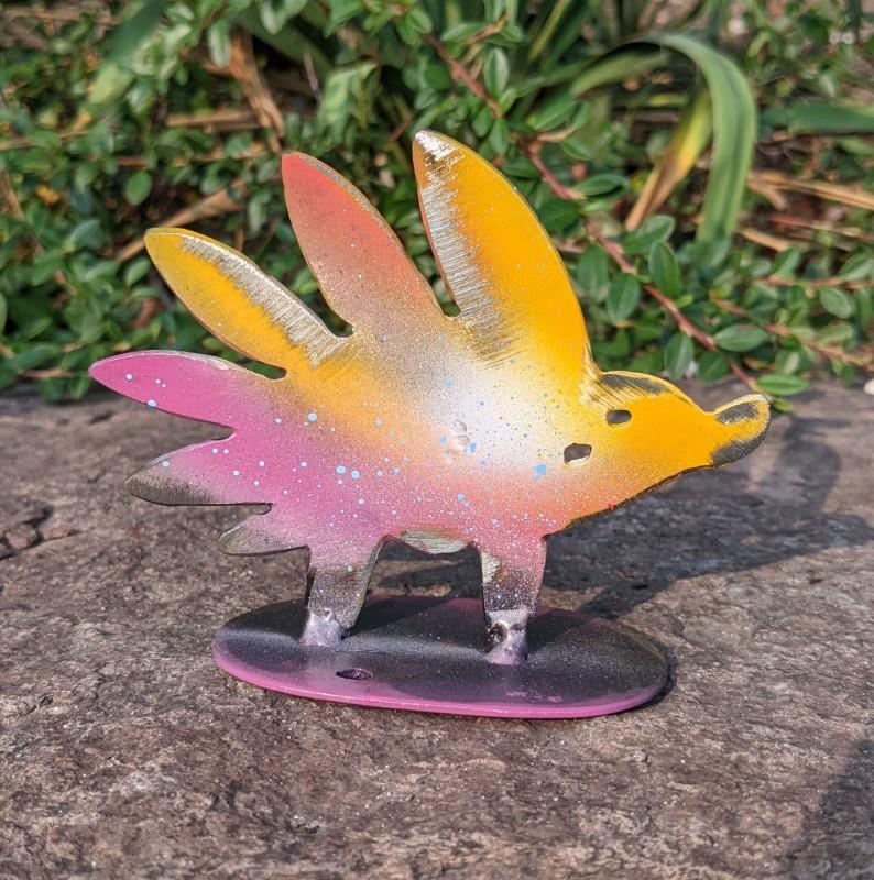 Yellow & Pink Hedgehog Garden Statue, 3.5"H