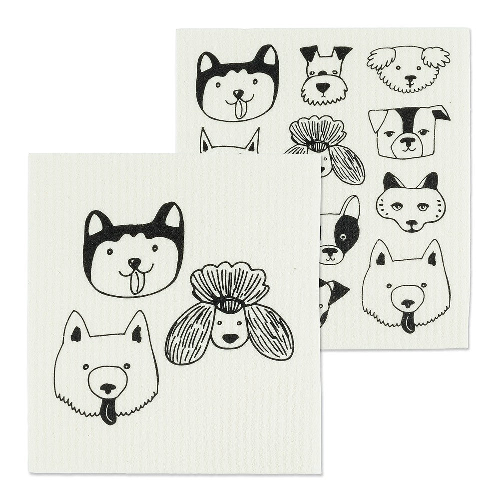 Dog Faces Swedish Dishcloth, Set of 2