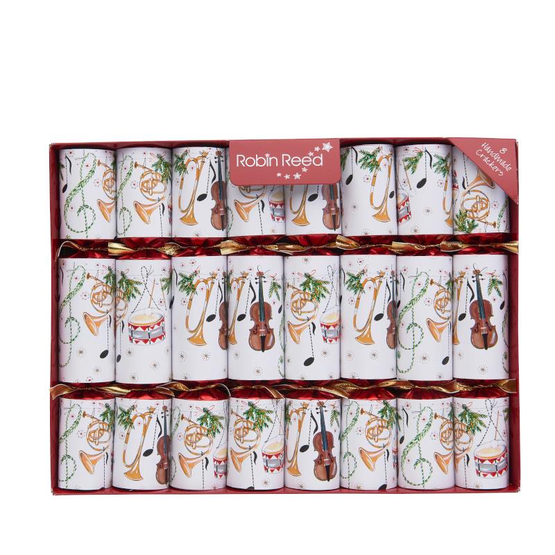 Music Concerto Fanfare Christmas Crackers, Set of 8