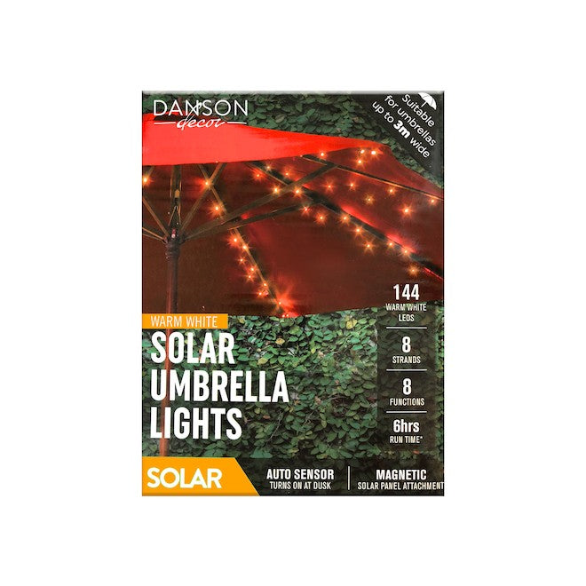 Danson Décor 144 Warm White LED Solar Umbrella Lights