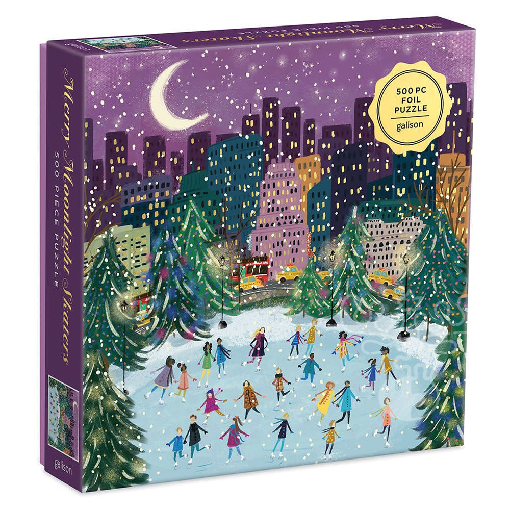 Merry Moonlight Skaters Puzzle, 500 Piece