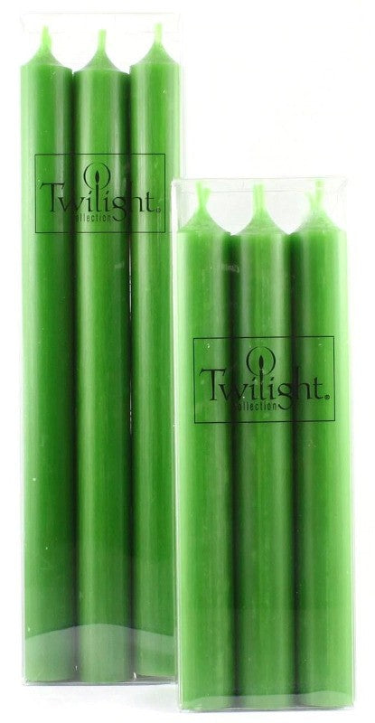 Twilight Green 10&quot; Tapered Candles, Pack/6