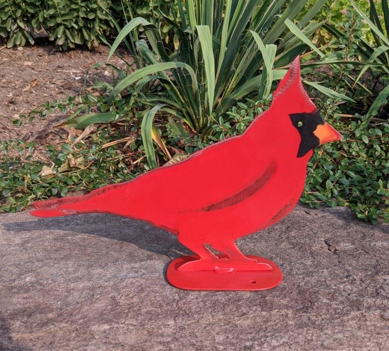 Dog Bite Steel Cardinal Garden Statue, 9"H