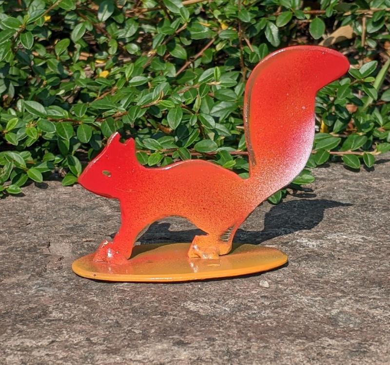 Small Red Squirrel Garden Statue, 3.5"H