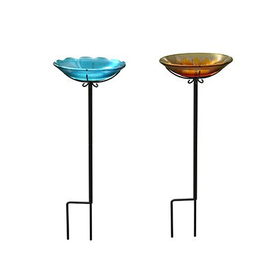 Floral Bird Bath Garden Stake, 26"