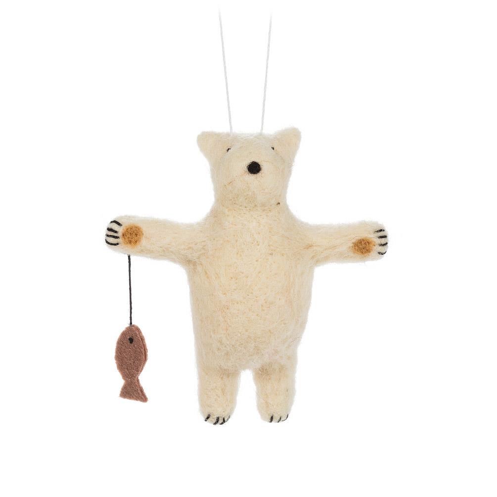 Polar Bear w/Fish Ornament