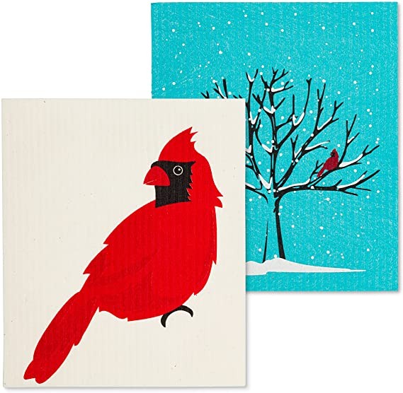 Cardinal Tree Swedish Dishcloth, Set of 2