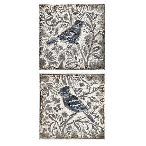 Embossed Bird On Branch Wall Art