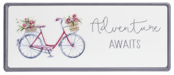 Embossed Adventure Awaits Plaque