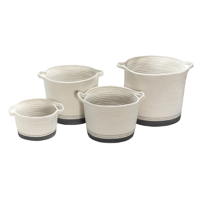 Round White & Grey Cotton Rope Basket