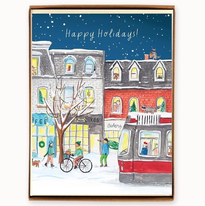 Toronto Queen Street Wraparound Holiday Cards, Box of 8