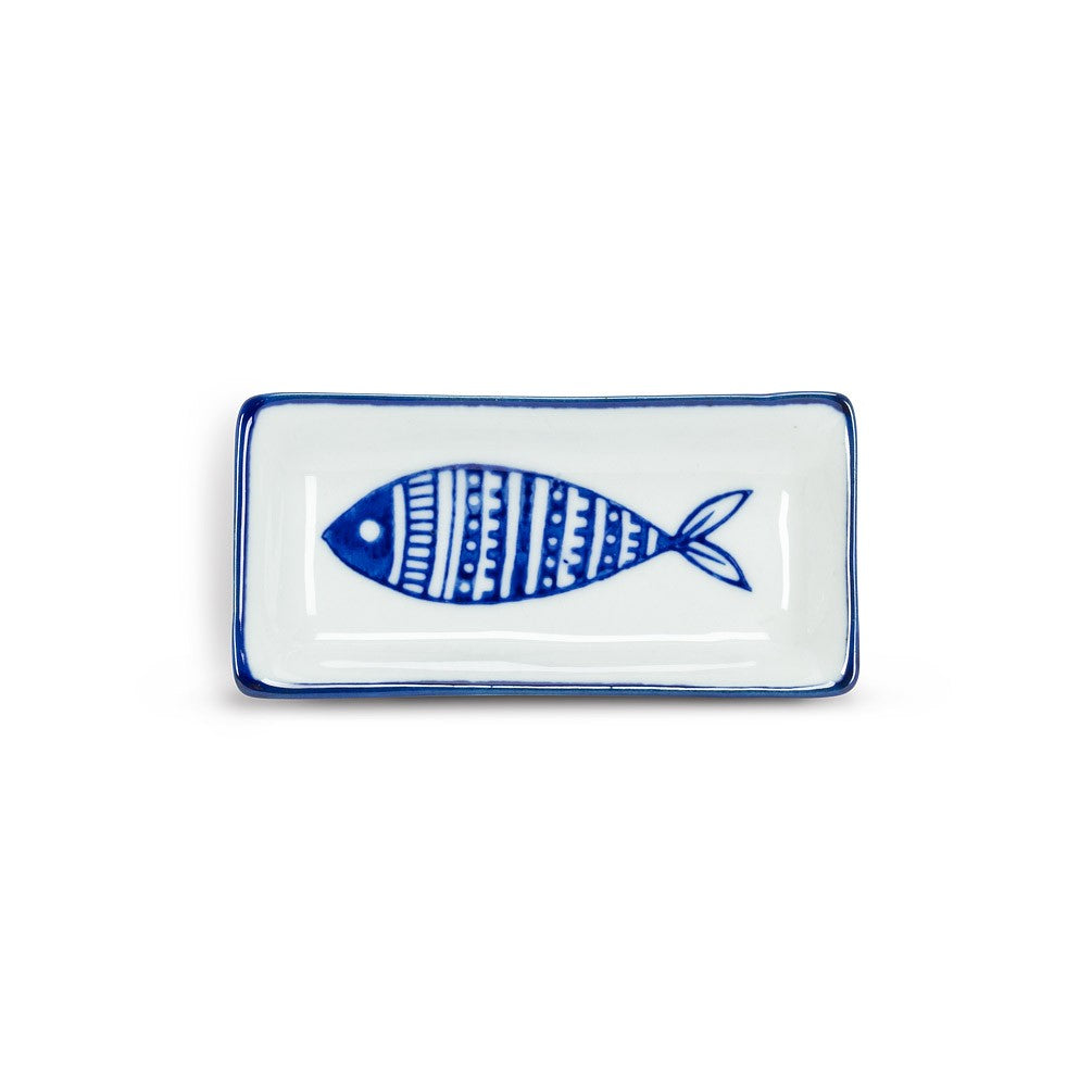 Small Rectangular Bluefish Sauce Dish, 3.5"