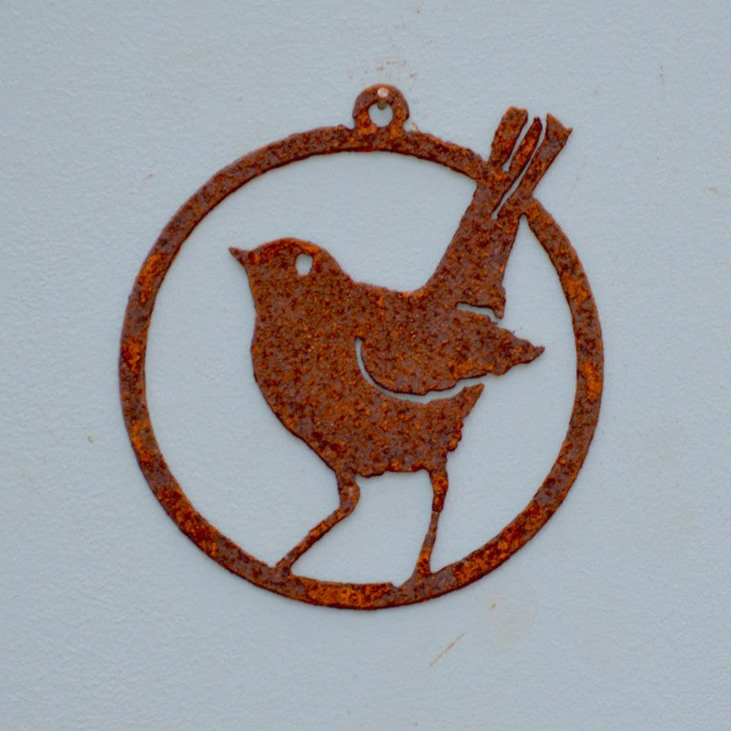 Rusty Baby Robin Steel Ornament, 3&quot; Dia