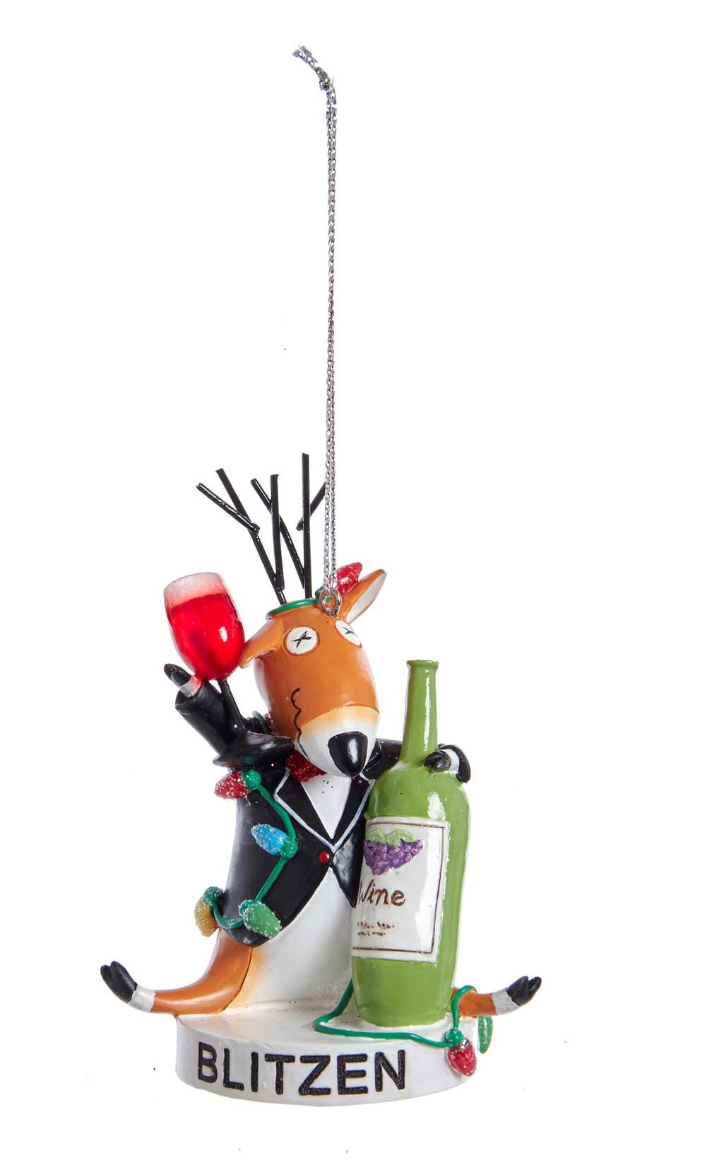 Drunk Blitzen Reindeer Ornament