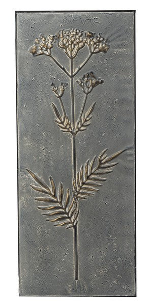Large Embossed Grey & Gold Wildflower Wall Decor
