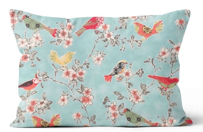 Tweet Toile Robin's Egg Rectangular Outdoor Cushion