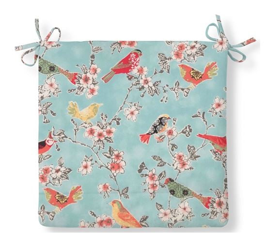 Tweet Toile Robin's Egg Chair Pad, 18"