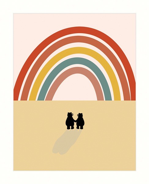 Two Bears and a Rainbow Birthday Card